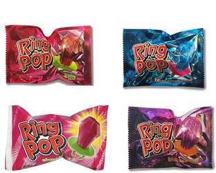 Ring Pop Hard Candy's 4 Combo Flavours (Black Currant, Strawberry, Cola & Raspberry) Raspberry, Strawberry, Cola, Black Current Candy