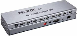microware V2.0 HDMI Splitter 1X8, Support Ultra HD 4K 3840X2160/60HZ and 3D video, with IR extension, EDID management, and RS232 port Media Streaming Device