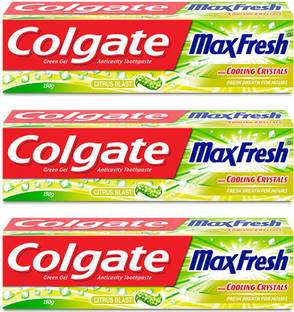 Colgate Toothpaste, Maxfresh Citrus Blast Green- 150gm (Pack of 3) Toothpaste