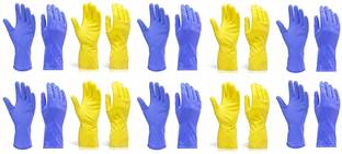 Astyler Glove, Warm Dishwashing Glove, Water Dust Stop Cleaning Rubber Gloves-Yellow & Blue Color- 10 Pair Wet and Dry Glove Set