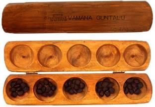 Sri Balajee Ancient Living Vamana Guntalu / Pallanghuzi / Mancala Wooden Board Game Board Game Accessories