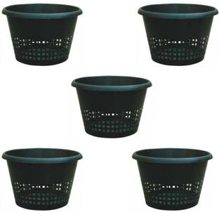 OrchidWala 8-Inch Orchid/Hydroponics Pot - Black NET DESIGN ORCHID POT - Set Of 5 Pots Plant Container Set