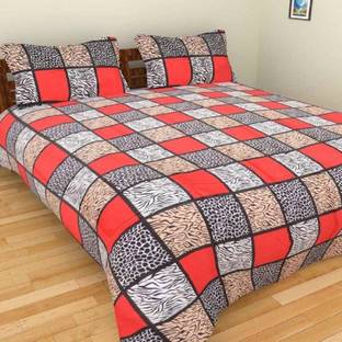 Ishan Handloom 160 TC Cotton Double Checkered Flat Bedsheet