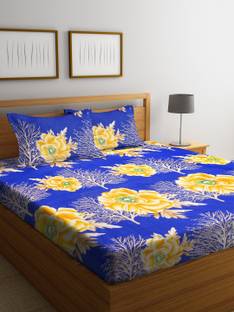 Bombay Dyeing Microfiber Double Flat 160 TC Floral Bedsheet