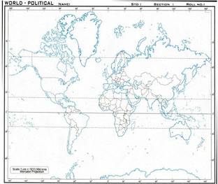 CRAFTWAFT POLITICAL MAP OF WORLD BLANK A4 67 gsm A4 paper