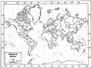 CRAFTWAFT RIVER MAP OF WORLD BLANK A4 67 gsm Project Paper