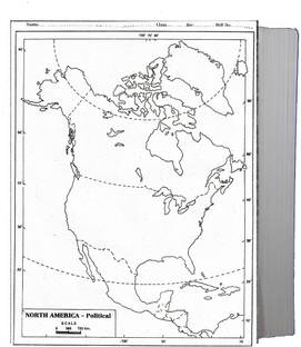 CRAFTWAFT POLITICAL MAP OF NORTH AMERICA BLANK A4 67 gsm Project Paper