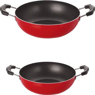 NIRLON Nirlon Non-Stick Gas Compatible Kadhai Set Non-Stick Coated Cookware Set