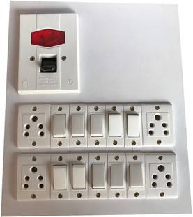 Tinax Electric Switch Board (10 Switches,2 Sockets,1 DP) 6 A Three Pin Socket