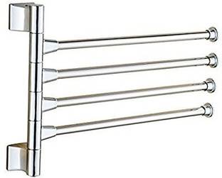KEEPWELL Stainless Steel Towel Rack, 180 Degree Towel Stand, Towel Rod 4 Arms, Towel Stand, Bathroom Stand For Home Silver Towel Holder