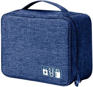 HOUSE OF QUIRK Electronics Accessories Organizer Bag, Universal Carry Travel Gadget Bag for Cables, Plug and More, Perfect Size Fits for Pad Phone Charger Hard Disk - Dark Blue
