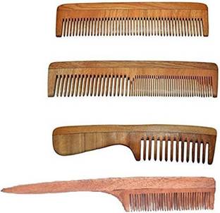 Stylazo Combo Of 4 Neem Wood Combs 100% Pure Neem Wood Combs Anti Hairfall & Anti Dandruff Comb For Men & Women