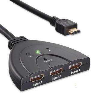 microware 3 Port HDMI Switch Auto Smart Hub box with 3 Input and 1 output for HDTV to Multi gadgets Media Streaming Device (Black) Media Streaming Device