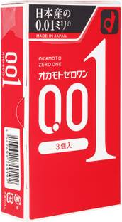 okamoto Ultra-Sensitive Thin Condom - 001 (0.01mm) - Regular Size - (Contains 3 pcs) Condom