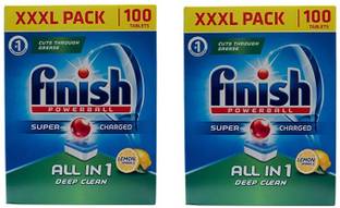 Finish Power Ball All In 1 Dishwashing Tablets 100's Lemon Pack Of 2 Dishwashing Detergent