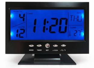 EUROS Digital Stylish Digital Voice Control Back-Light LCD Alarm Clock Black Clock Clock