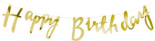 Bash N Splash Golden Happy Birthday Banner Cutting Style Banner
