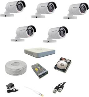HIKVISION 1 MP 8 CH DVR Set with 5 Bullet Camera, 1 TB HDD and other required accessories Security Camera