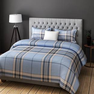 Rago Cotton Double Flat 200 TC Checkered Bedsheet