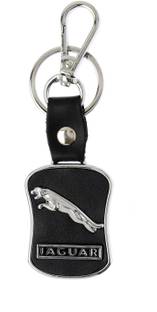 JAGUAR lack Leather Logo Keychain Carabiner