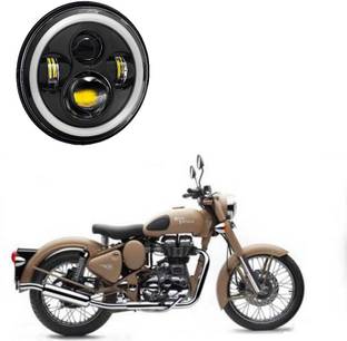 AUTOGARH 7 Inch Best Quality Headlight High/Low Beam With DRL LED Headlight For Classic 500 Headlight Motorbike LED for Royal Enfield (24 V, 75 W)