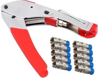 PagKis Dish Cable TV Connectors and Compression Crimping Tool for F Compression Plug Connector for RG6 Cable Manual Crimper