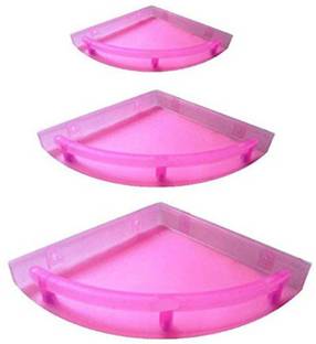 Digionics Unbreakable Pink Corner Shelves Set Of 3 Plastic Wall Shelf