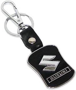 Maruti Suzuki Car Logo Leather-Metallic Locking Keychain Carabiner