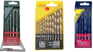 Inditools Combo of 3 drill bits wood masonry and HSS 13pc