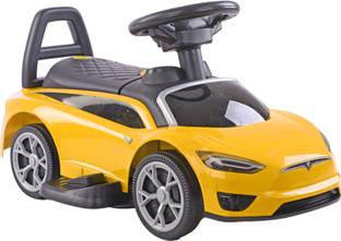 Toy House Tesla Push Car for kids ( 1 to 3 years), Yellow Car Non Battery Operated Ride On