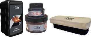 Ezey Shoe Cream (Brown)+Speedy Shoe Shiner(Natural)+Shoe Brush Patent Leather, Leather, Synthetic Leather Shoe Cream