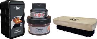 Ezey Shoe Cream (Burgundy)+Speedy Shoe Shiner(Natural)+Shoe Brush Patent Leather, Leather, Synthetic Leather Shoe Cream