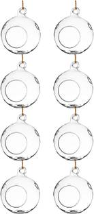 Aakriti Hanging Glass Globe Plant Terrariums - Glass Orbs Air Plants Tea Light Candle Holders Succulents Moss Miniature Garden Planters Home Decor Indoor Garden (8, Medium) Glass Candle Holder