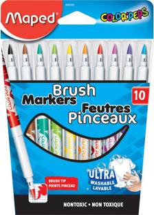 Maped Color Peps Brush Tip Pen Set - Pack of 10 (Multicolor)