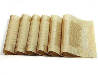 MONKDECOR Rectangular Pack of 6 Table Placemats (Gold, PVC) Rectangular Pack of 6 Table Placemat