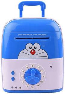 Toyvala Bank ATM with Special Electronic Code(Password)/Battery Operated/ Keypad Lock with Changeable Password/ Safe Way to Keep Money/Light and Sound Coin Bank Coin Bank (Blue) Coin Bank