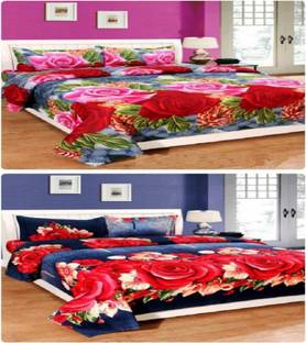 Panipat Textile Hub Microfiber Double Flat 144 TC Floral Bedsheet