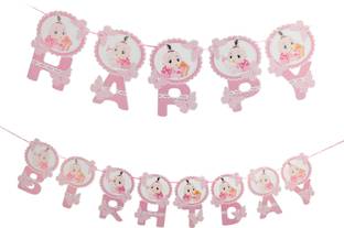 Skylofts Birthday Decorations Items for Girls - Happy Birthday Banner Party Propz ( Pink) Banner