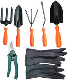 JetFire Gardening Tools Set of 5 With Pruner & Multipurpose Gloves Black Garden Tool Kit
