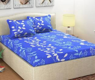 yatin fab Cotton Double Flat 180 TC 3D Printed Bedsheet