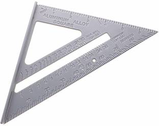 Delidge Grey, 180 mm Double Side Scale Aluminium Alloy Metric Inch Triangle Measurement Hand Tool (Grey, 180 mm)
