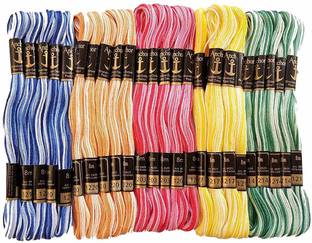 एंकर Double Shaded Embroidery Cross Stitch / Long Stitch Threads , Multicolored Set Of 25
