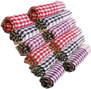 DEHATI STORE Kitchen Napkins, Duster, Cleaning Cloth Soft and Multicolor Multipurpose Kitchen Roti Napkin, Table Wiper Set of 12 Pcs (18 x 18 in) Wet and Dry Cotton Cleaning Cloth