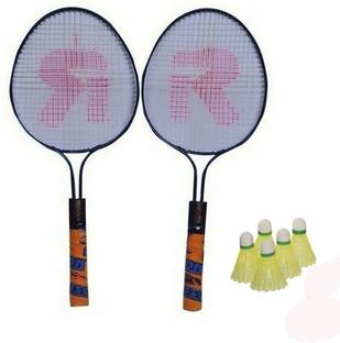 rajson Double Rod Badminton Racket Pair For Kids Girls With 5 Shuttles Badminton Kit