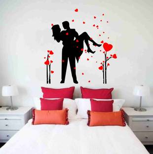 Decor hubb 1 cm Decor hubb-Romantic Love Couple Wall Sticker Self Adhesive Sticker