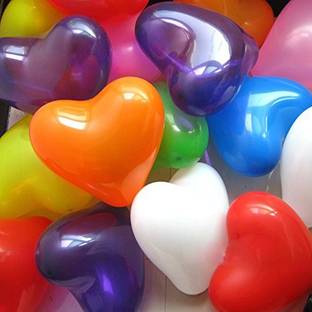 Mehta Solid Heart Shape Multicolor Balloons - Extra Premium Quality (50 Pcs) Balloon