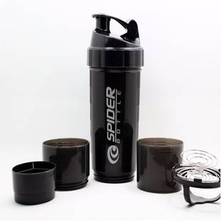 spider Smart Protein Shaker Bottle for gym with 2 Storage Extra Compartment 500 ml Shaker 500 ml Shaker