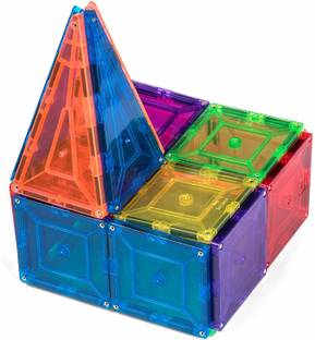 Trinkets & More - 3D Premium Magna Tiles (69 Pieces) Toys | Building Tiles Stacking Set |Construction Game with Storage Box