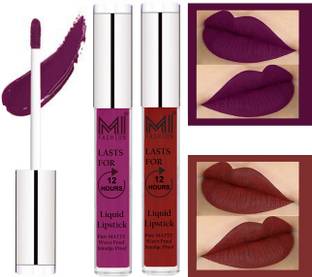 MI FASHION 100% Veg Matte Made in India Liquid Lip Gloss Lipstick Waterproof, Long Lasting Set of 2 - Code-087
