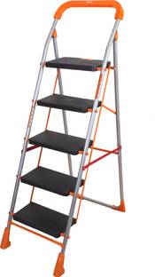Magna Homewares Advance Safety Technology Orange Series Pollux Heavy Duty 5 Step Steel Ladder